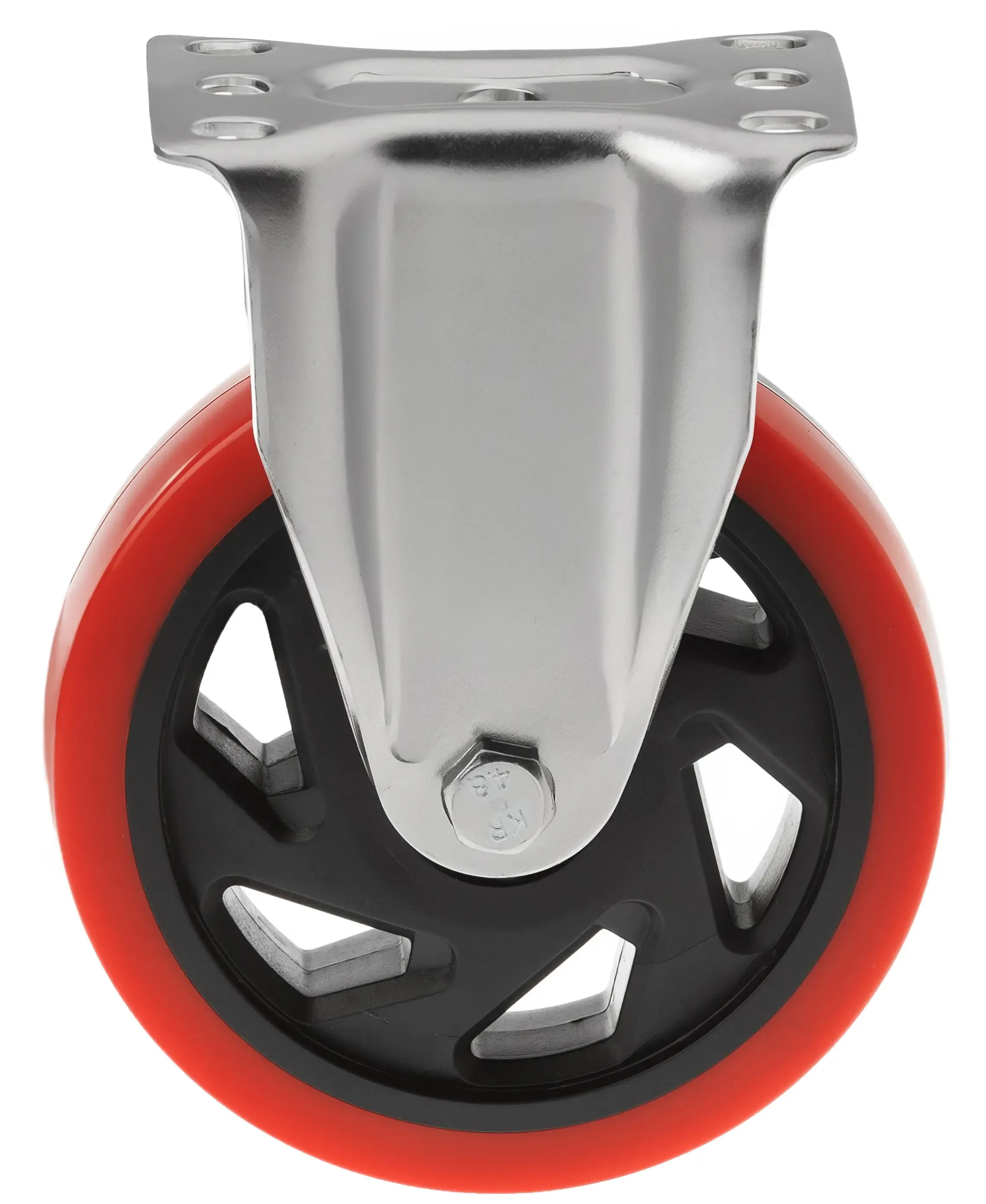 330125F -Полиуретановое красное колесо 125 мм (неповоротн.площ, двойной шарикоподш.)